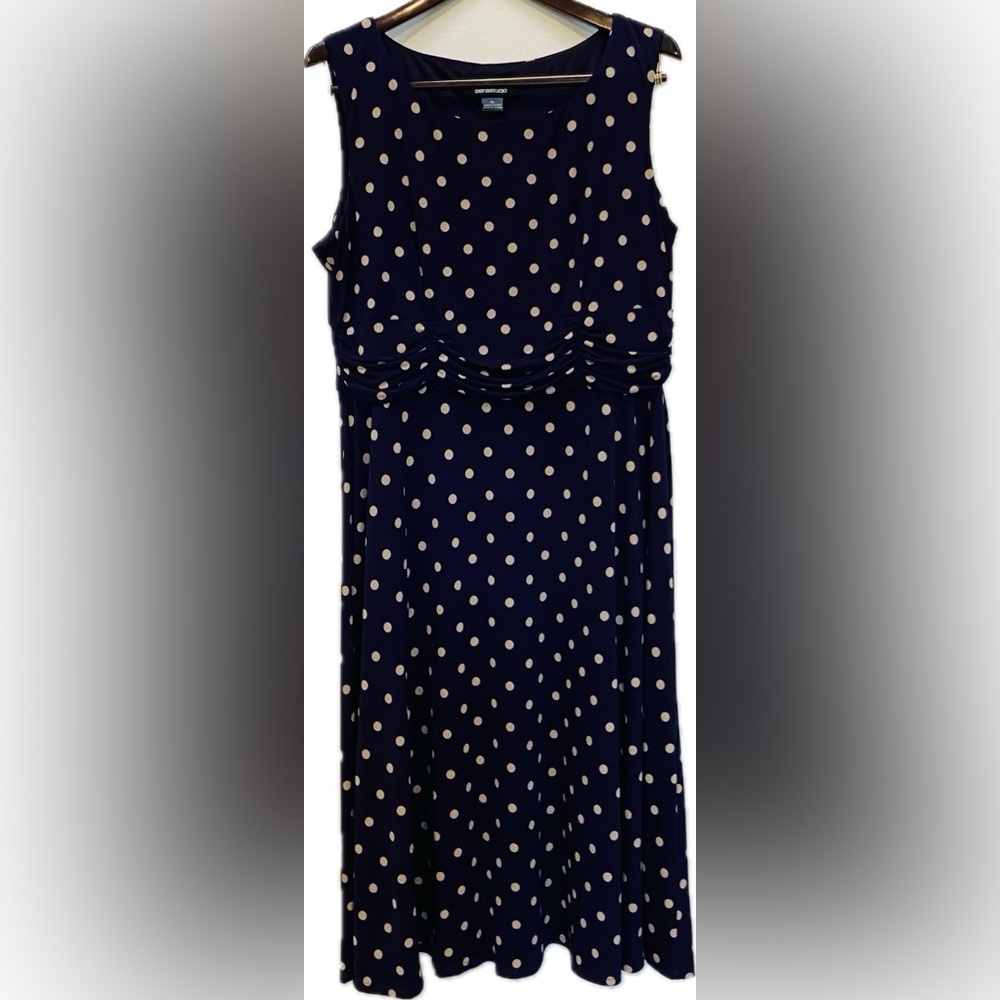 SIENA STUDIO PURPLE POLKA DOT RUCHED MIDI DRESS